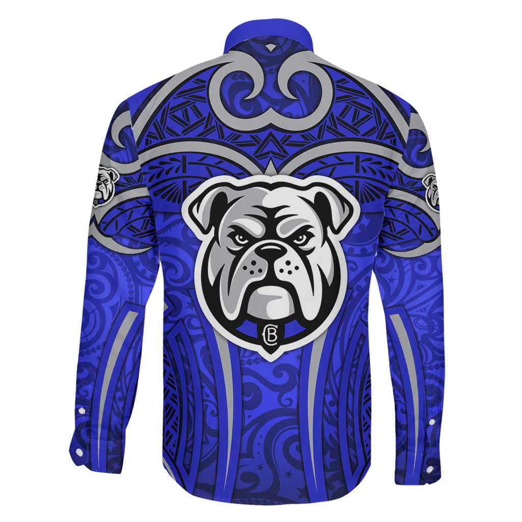 Canterbury Bankstown Bulldogs Rugby Family Matching Puletasi and Hawaiian Shirt Polynesian Tribal Bulldog Warrior Blue Pattern