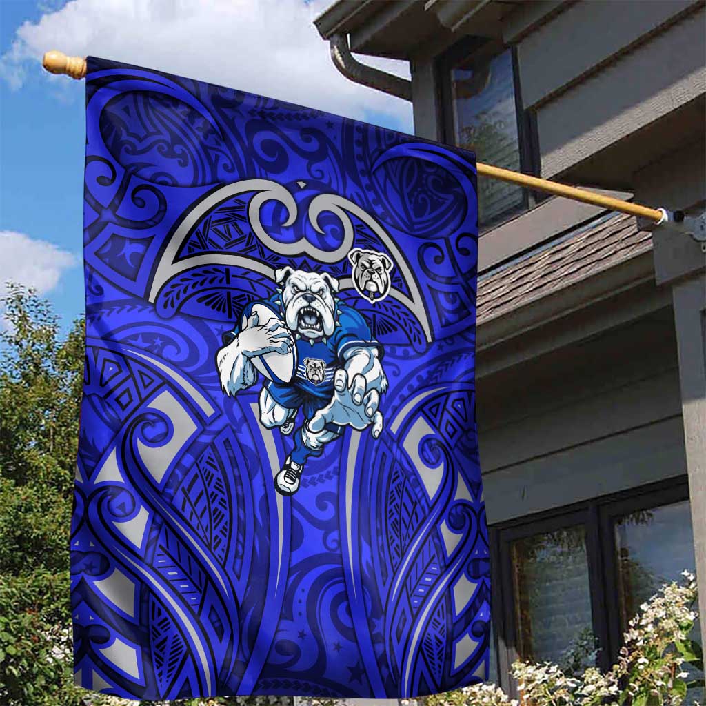 Canterbury Bankstown Bulldogs Rugby Garden Flag Polynesian Tribal Bulldog Warrior Blue Pattern