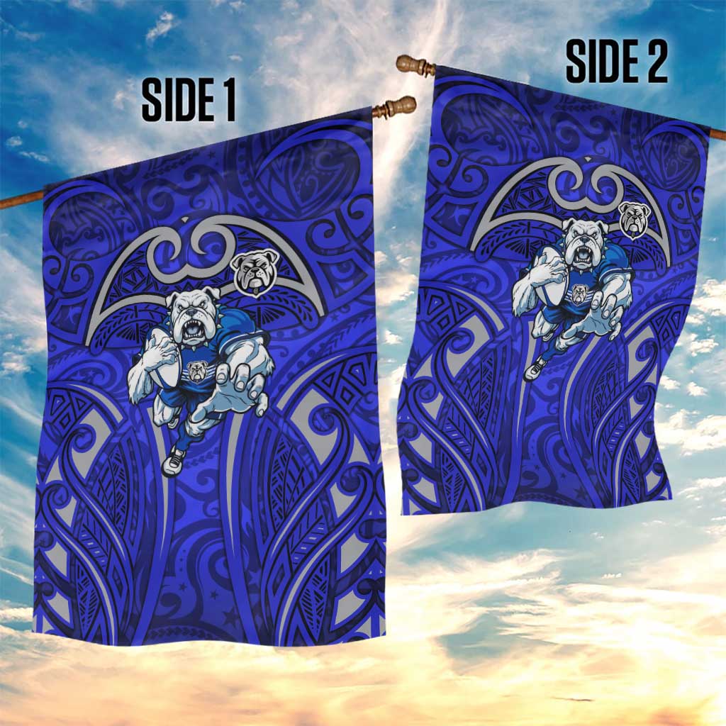 Canterbury Bankstown Bulldogs Rugby Garden Flag Polynesian Tribal Bulldog Warrior Blue Pattern