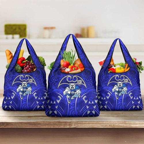 Canterbury Bankstown Bulldogs Rugby Grocery Bag Polynesian Tribal Bulldog Warrior Blue Pattern