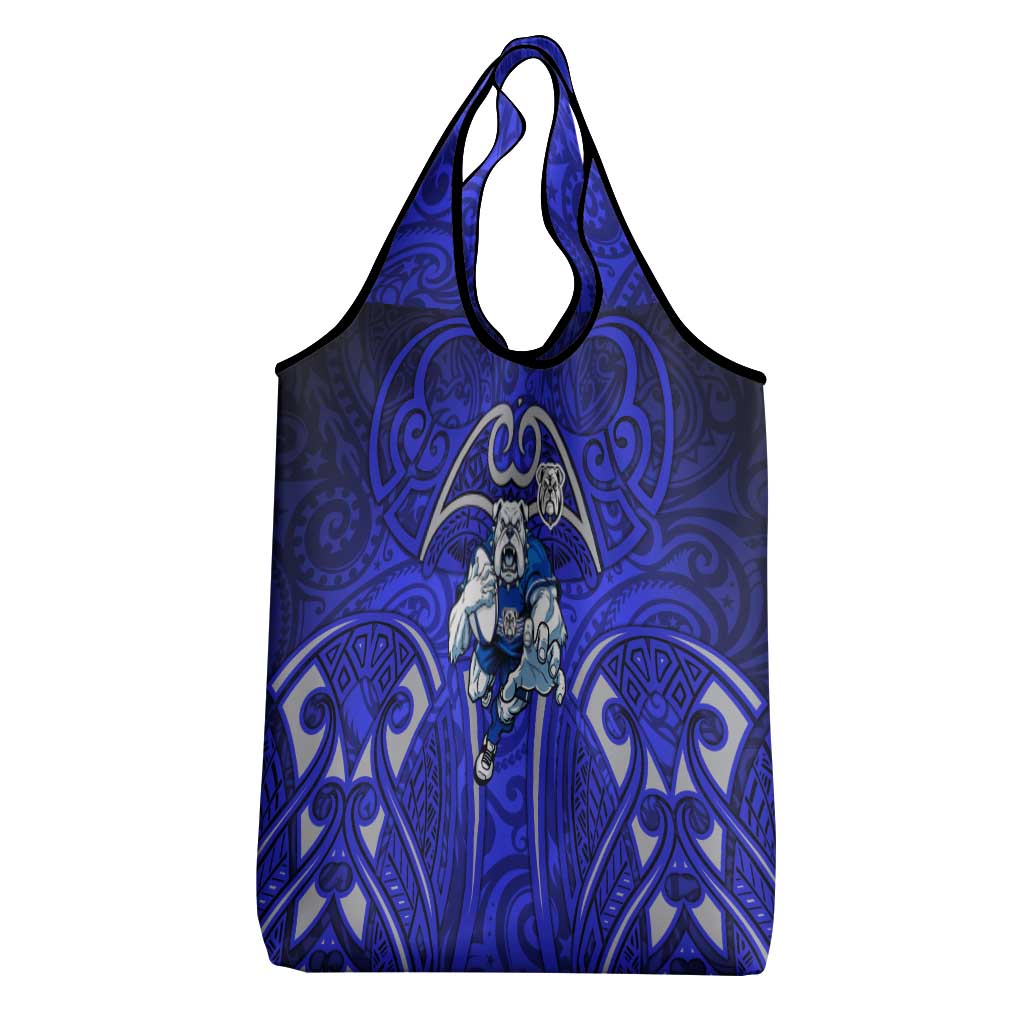 Canterbury Bankstown Bulldogs Rugby Grocery Bag Polynesian Tribal Bulldog Warrior Blue Pattern
