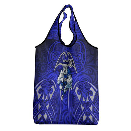 Canterbury Bankstown Bulldogs Rugby Grocery Bag Polynesian Tribal Bulldog Warrior Blue Pattern