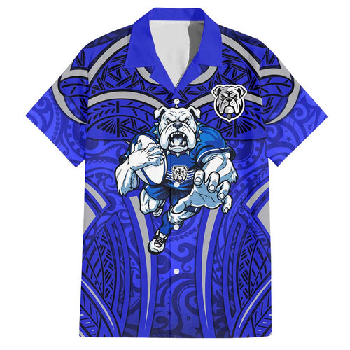 Canterbury Bankstown Bulldogs Rugby Hawaiian Shirt Polynesian Tribal Bulldog Warrior Blue Pattern