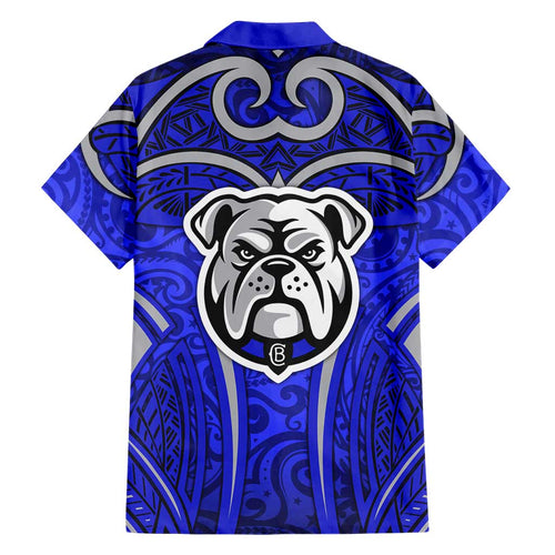 Canterbury Bankstown Bulldogs Rugby Hawaiian Shirt Polynesian Tribal Bulldog Warrior Blue Pattern