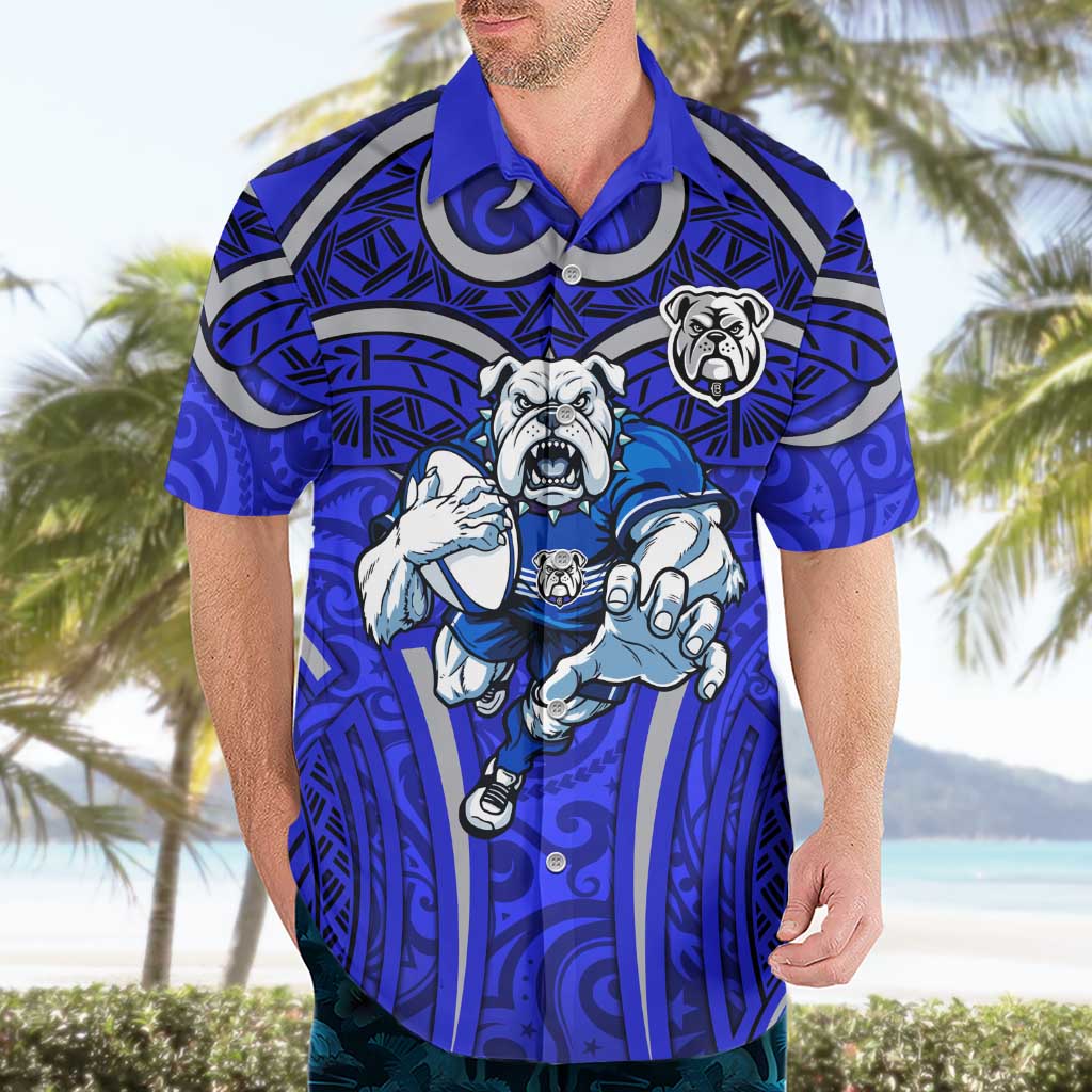 Canterbury Bankstown Bulldogs Rugby Hawaiian Shirt Polynesian Tribal Bulldog Warrior Blue Pattern
