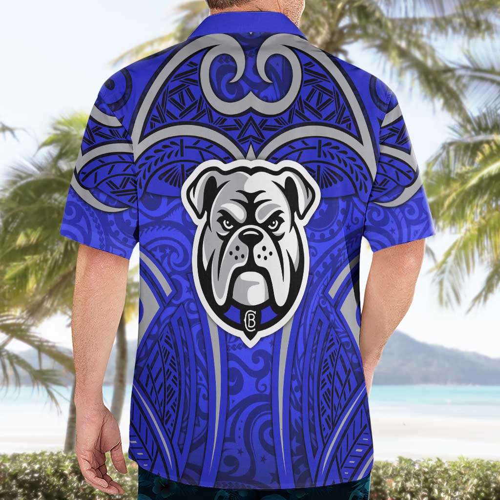 Canterbury Bankstown Bulldogs Rugby Hawaiian Shirt Polynesian Tribal Bulldog Warrior Blue Pattern