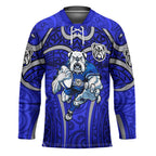 Canterbury Bankstown Bulldogs Rugby Hockey Jersey Polynesian Tribal Bulldog Warrior Blue Pattern