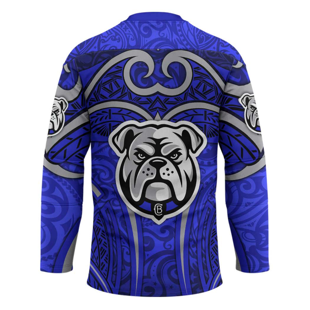 Canterbury Bankstown Bulldogs Rugby Hockey Jersey Polynesian Tribal Bulldog Warrior Blue Pattern