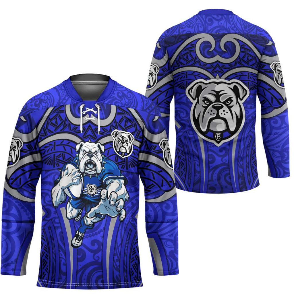 Canterbury Bankstown Bulldogs Rugby Hockey Jersey Polynesian Tribal Bulldog Warrior Blue Pattern