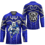 Canterbury Bankstown Bulldogs Rugby Hockey Jersey Polynesian Tribal Bulldog Warrior Blue Pattern