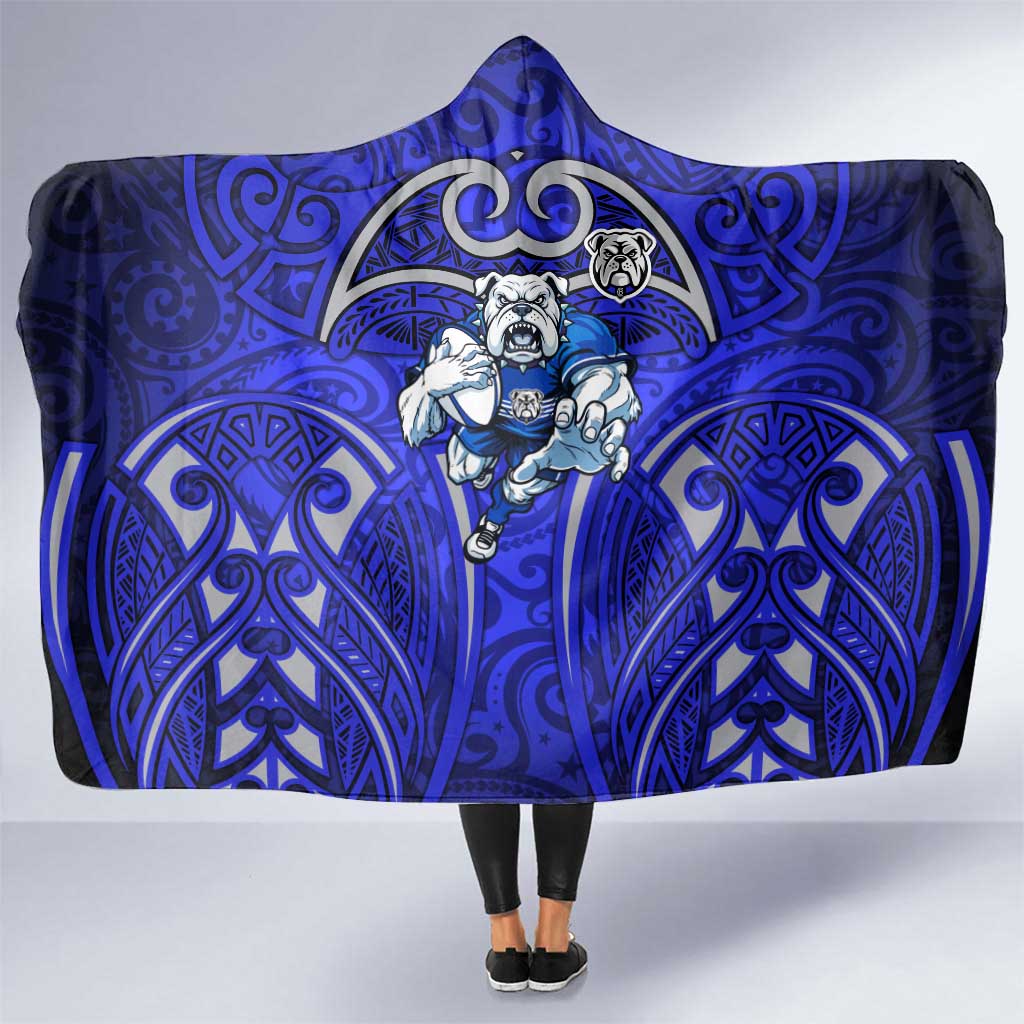 Canterbury Bankstown Bulldogs Rugby Hooded Blanket Polynesian Tribal Bulldog Warrior Blue Pattern
