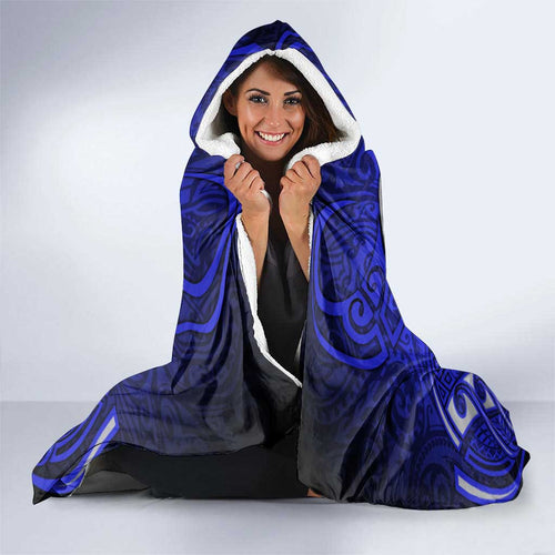Canterbury Bankstown Bulldogs Rugby Hooded Blanket Polynesian Tribal Bulldog Warrior Blue Pattern