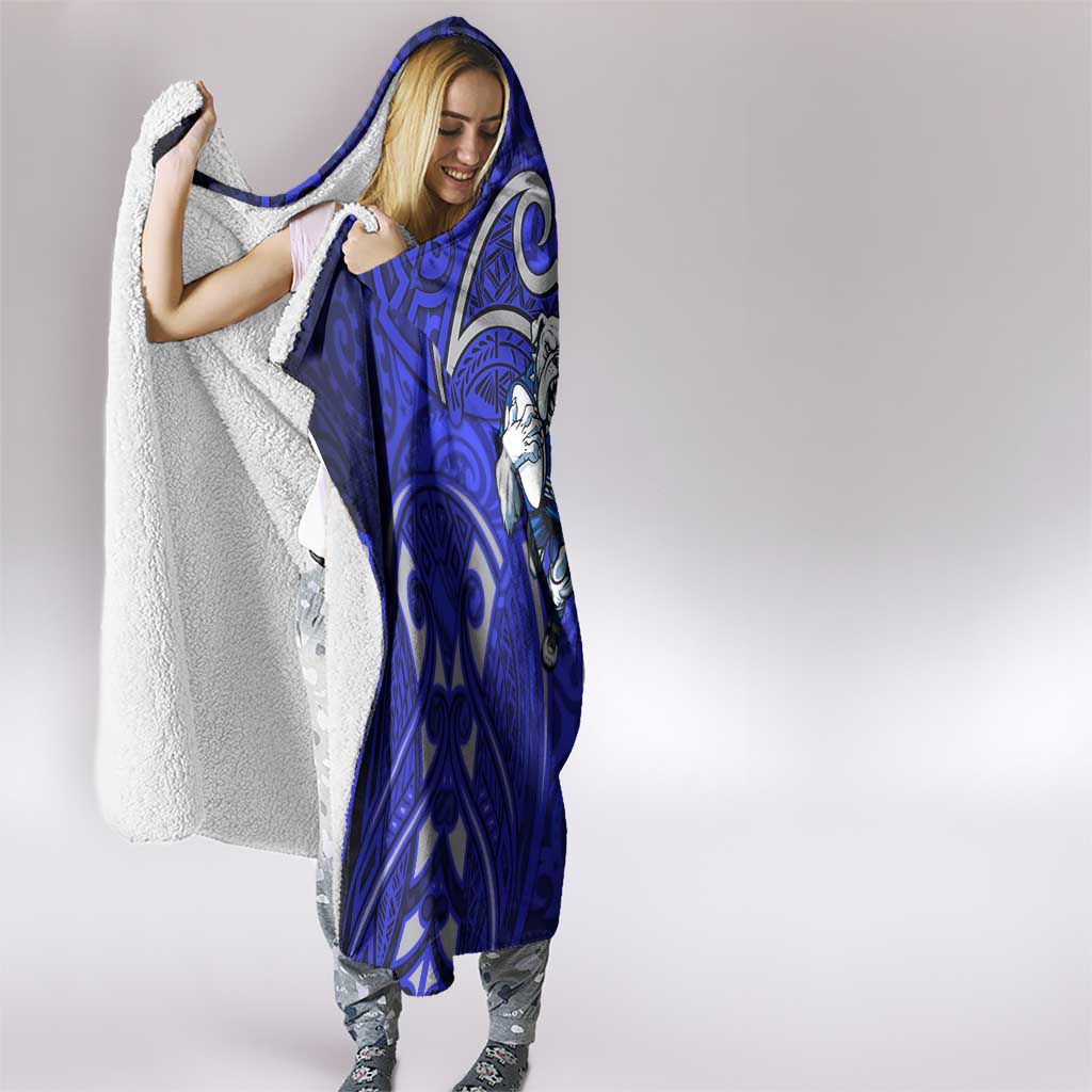 Canterbury Bankstown Bulldogs Rugby Hooded Blanket Polynesian Tribal Bulldog Warrior Blue Pattern