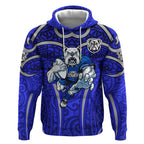 Canterbury Bankstown Bulldogs Rugby Hoodie Polynesian Tribal Bulldog Warrior Blue Pattern