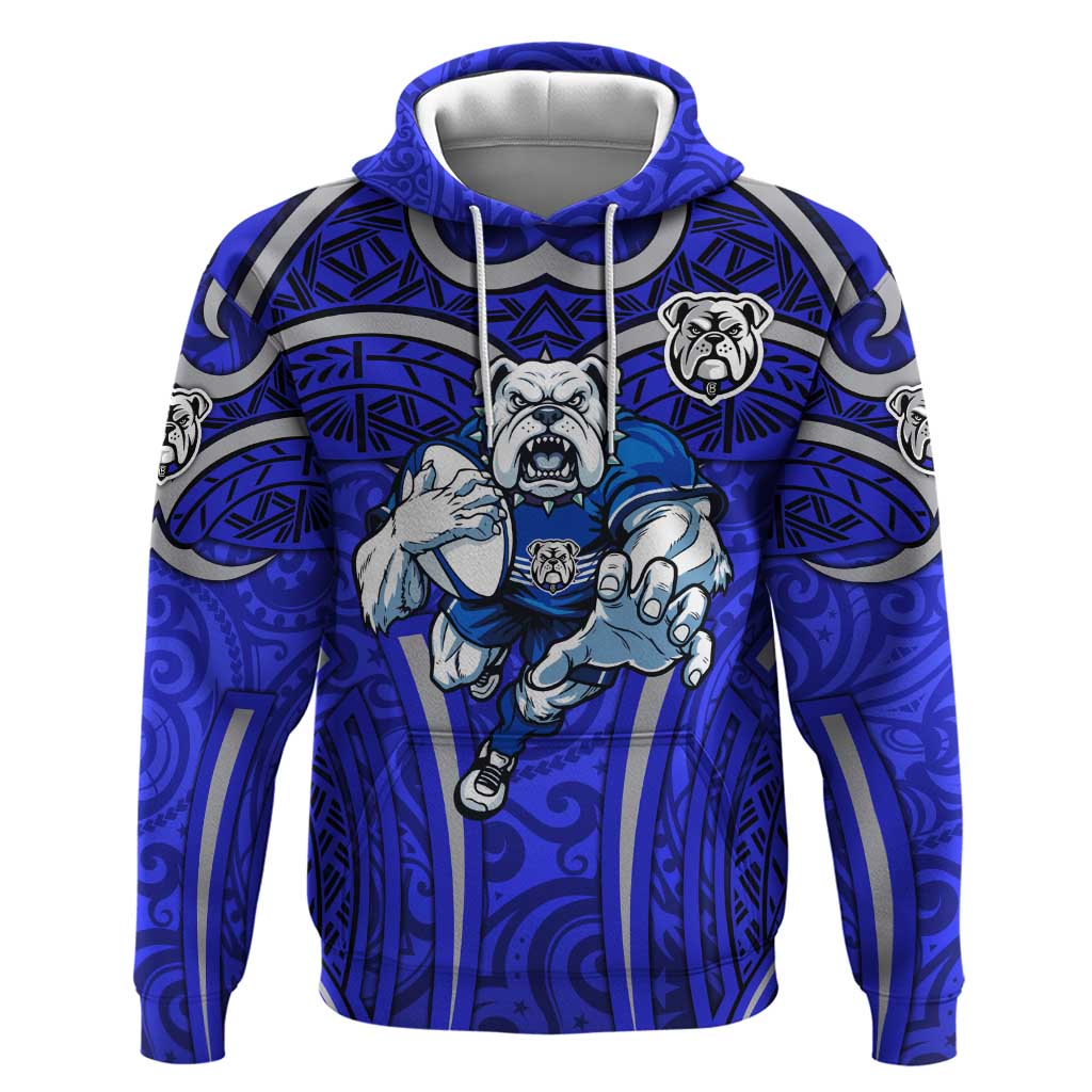 Canterbury Bankstown Bulldogs Rugby Hoodie Polynesian Tribal Bulldog Warrior Blue Pattern