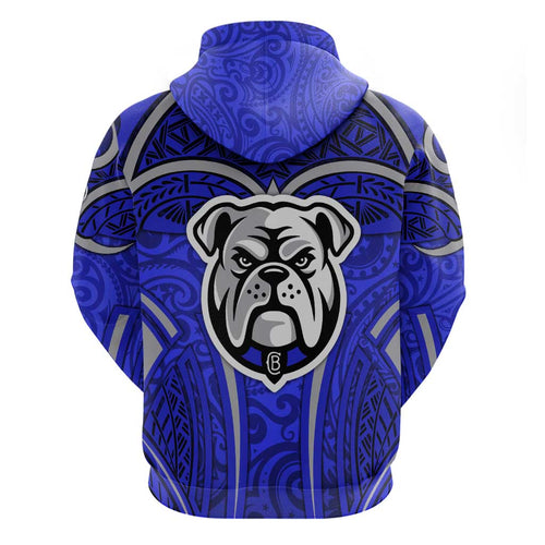 Canterbury Bankstown Bulldogs Rugby Hoodie Polynesian Tribal Bulldog Warrior Blue Pattern