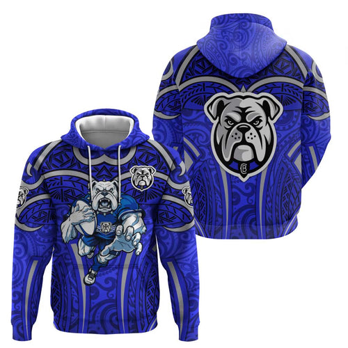 Canterbury Bankstown Bulldogs Rugby Hoodie Polynesian Tribal Bulldog Warrior Blue Pattern