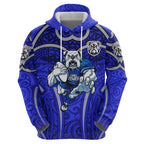 Canterbury Bankstown Bulldogs Rugby Hoodie Polynesian Tribal Bulldog Warrior Blue Pattern