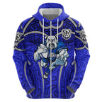Canterbury Bankstown Bulldogs Rugby Hoodie Polynesian Tribal Bulldog Warrior Blue Pattern