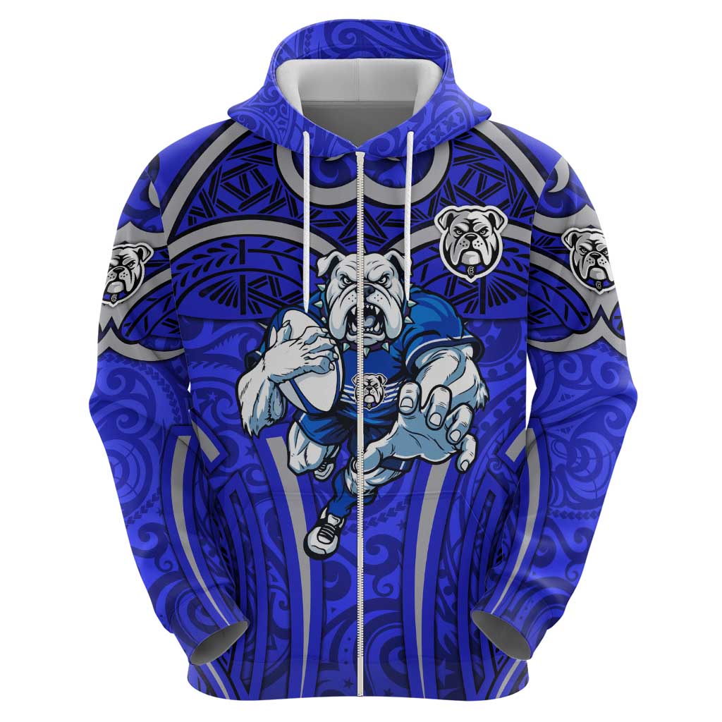 Canterbury Bankstown Bulldogs Rugby Hoodie Polynesian Tribal Bulldog Warrior Blue Pattern