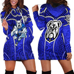 Canterbury Bankstown Bulldogs Rugby Hoodie Dress Polynesian Tribal Bulldog Warrior Blue Pattern