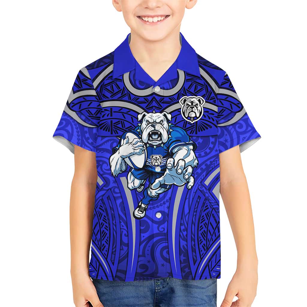 Canterbury Bankstown Bulldogs Rugby Kid Hawaiian Shirt Polynesian Tribal Bulldog Warrior Blue Pattern