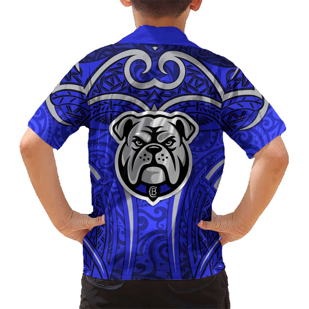 Canterbury Bankstown Bulldogs Rugby Kid Hawaiian Shirt Polynesian Tribal Bulldog Warrior Blue Pattern