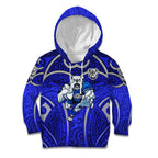 Canterbury Bankstown Bulldogs Rugby Kid Hoodie Polynesian Tribal Bulldog Warrior Blue Pattern