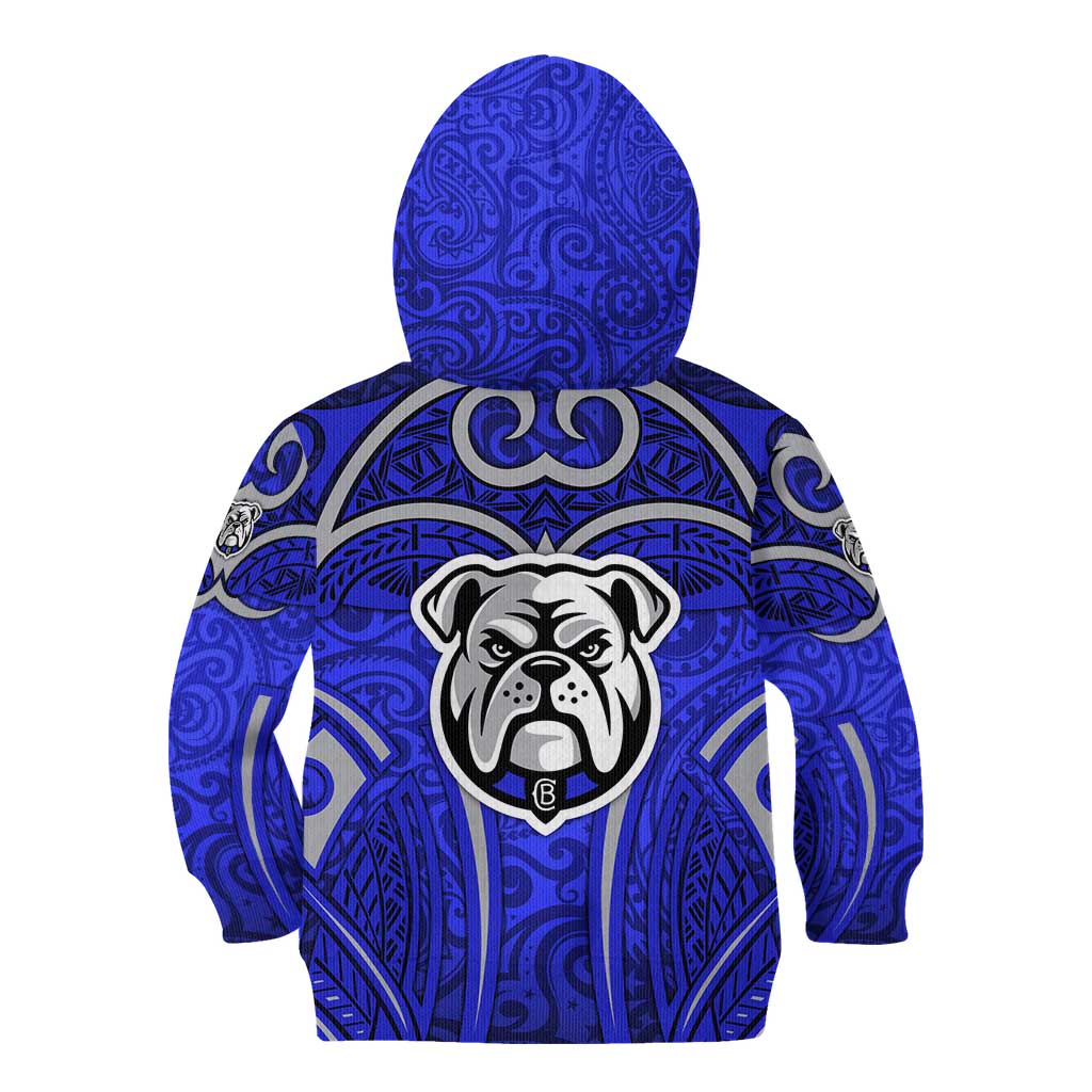 Canterbury Bankstown Bulldogs Rugby Kid Hoodie Polynesian Tribal Bulldog Warrior Blue Pattern