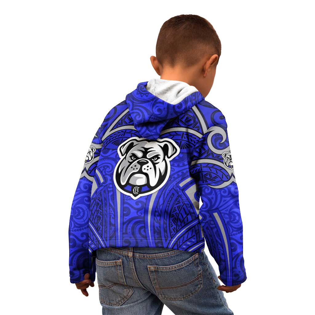 Canterbury Bankstown Bulldogs Rugby Kid Hoodie Polynesian Tribal Bulldog Warrior Blue Pattern