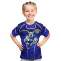 Canterbury Bankstown Bulldogs Rugby Kid T Shirt Polynesian Tribal Bulldog Warrior Blue Pattern