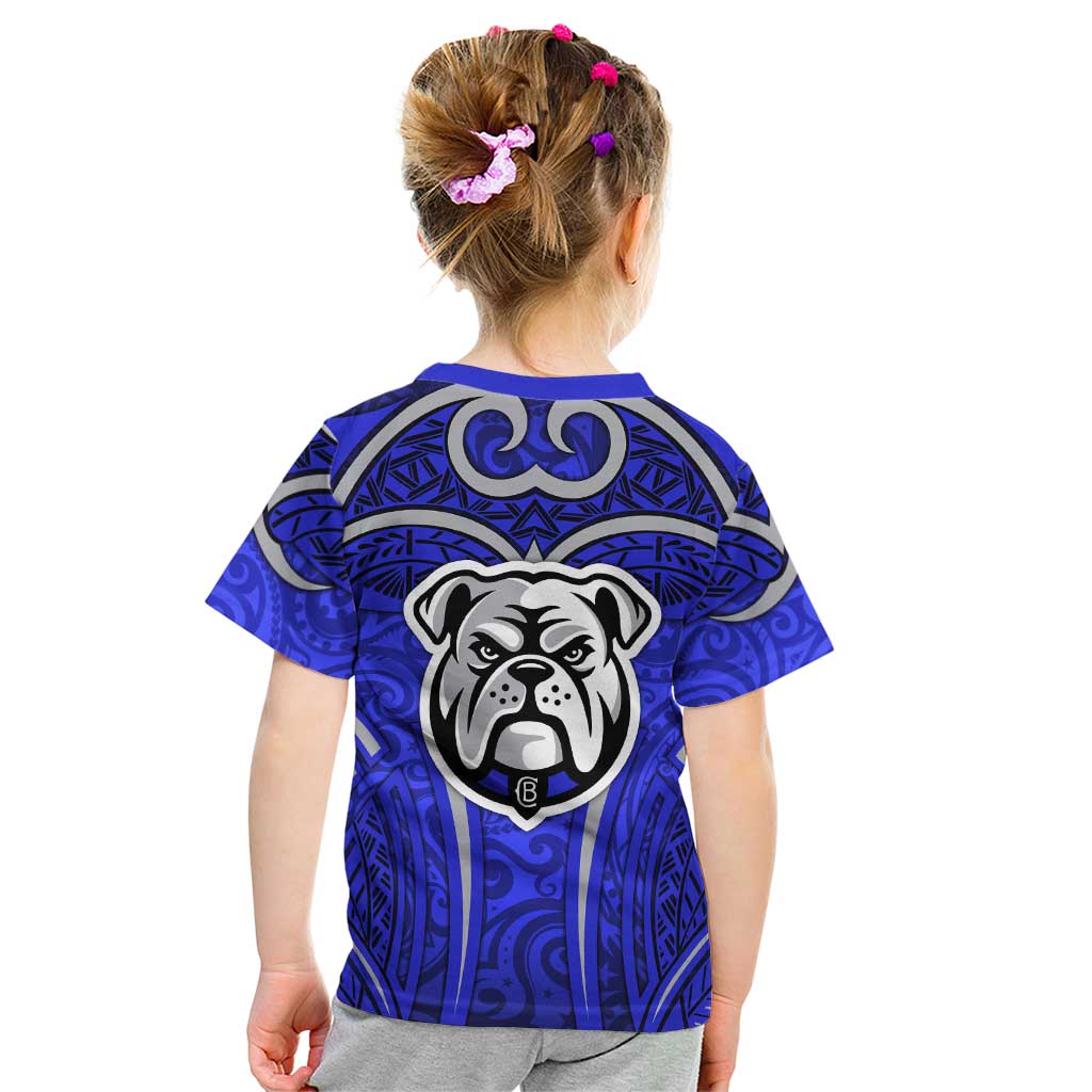 Canterbury Bankstown Bulldogs Rugby Kid T Shirt Polynesian Tribal Bulldog Warrior Blue Pattern