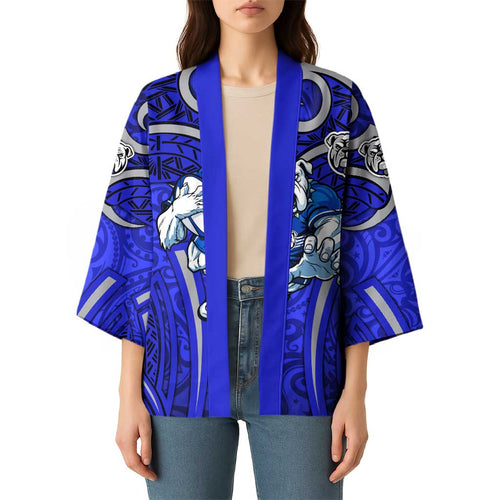 Canterbury Bankstown Bulldogs Rugby Kimono Polynesian Tribal Bulldog Warrior Blue Pattern