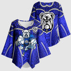 Canterbury Bankstown Bulldogs Rugby Kimono Sleeve Blouse Polynesian Tribal Bulldog Warrior Blue Pattern