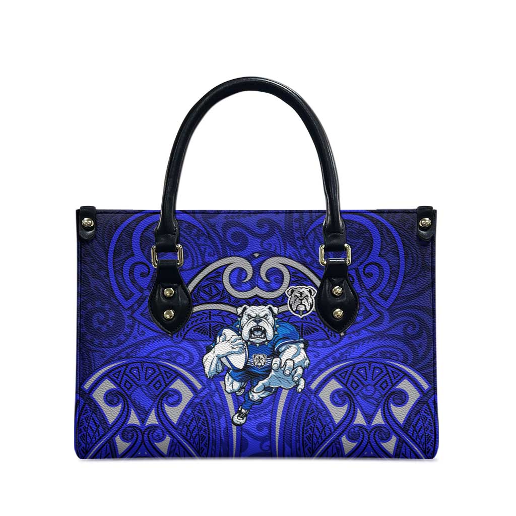 Canterbury Bankstown Bulldogs Rugby Leather Bag Polynesian Tribal Bulldog Warrior Blue Pattern