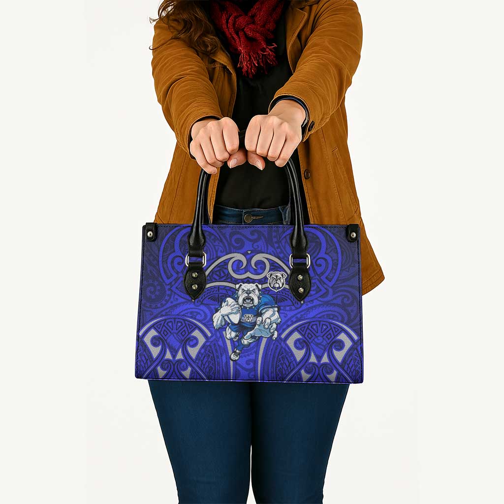 Canterbury Bankstown Bulldogs Rugby Leather Bag Polynesian Tribal Bulldog Warrior Blue Pattern