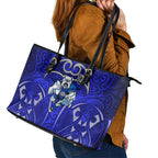 Canterbury Bankstown Bulldogs Rugby Leather Tote Bag Polynesian Tribal Bulldog Warrior Blue Pattern