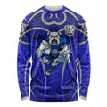 Canterbury Bankstown Bulldogs Rugby Long Sleeve Shirt Polynesian Tribal Bulldog Warrior Blue Pattern