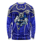 Canterbury Bankstown Bulldogs Rugby Long Sleeve Shirt Polynesian Tribal Bulldog Warrior Blue Pattern
