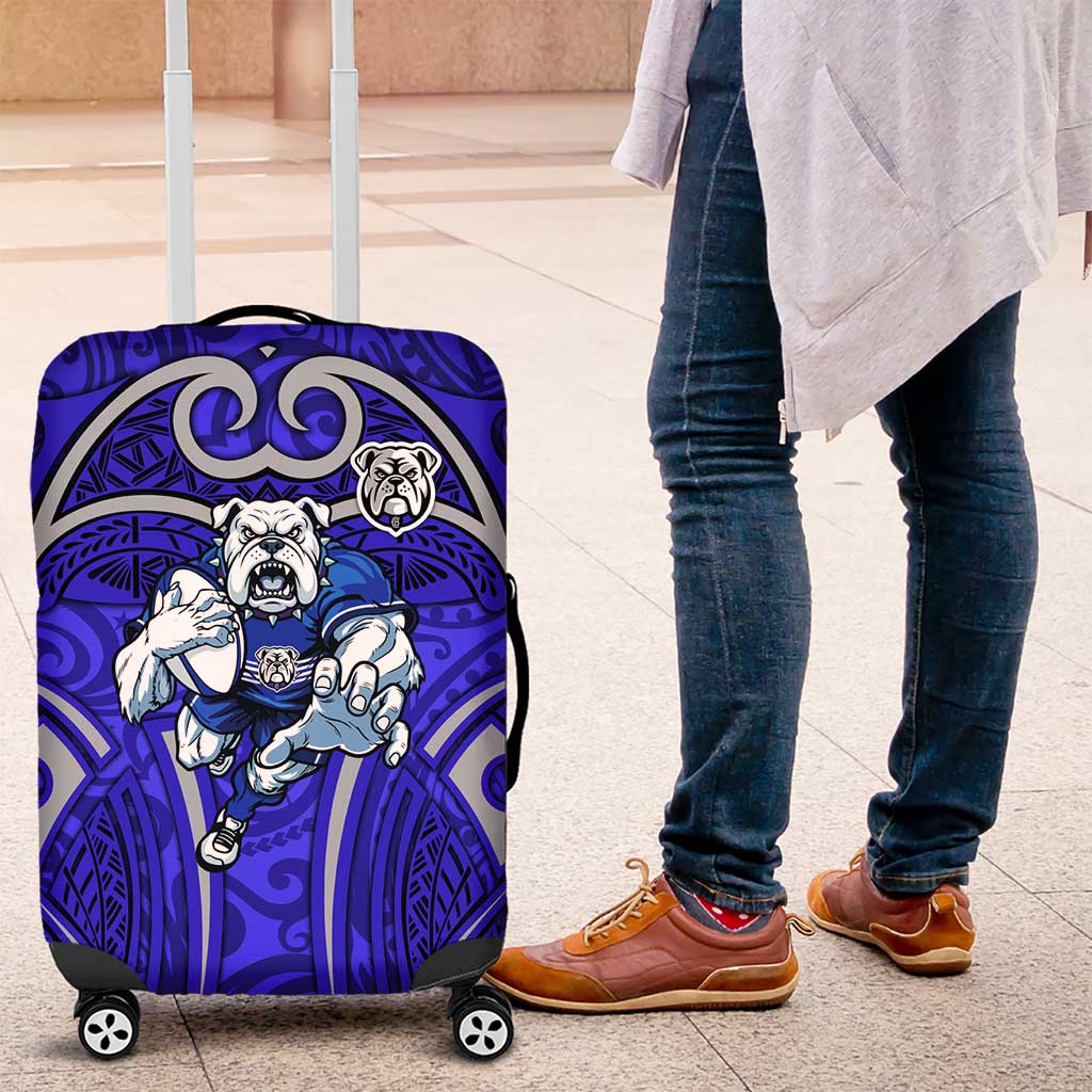 Canterbury Bankstown Bulldogs Rugby Luggage Cover Polynesian Tribal Bulldog Warrior Blue Pattern