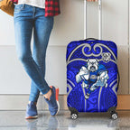 Canterbury Bankstown Bulldogs Rugby Luggage Cover Polynesian Tribal Bulldog Warrior Blue Pattern