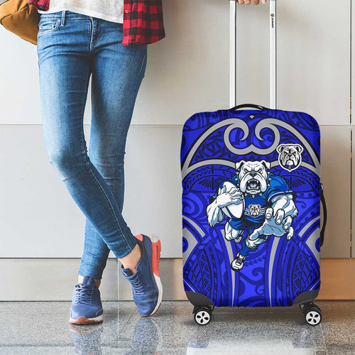 Canterbury Bankstown Bulldogs Rugby Luggage Cover Polynesian Tribal Bulldog Warrior Blue Pattern