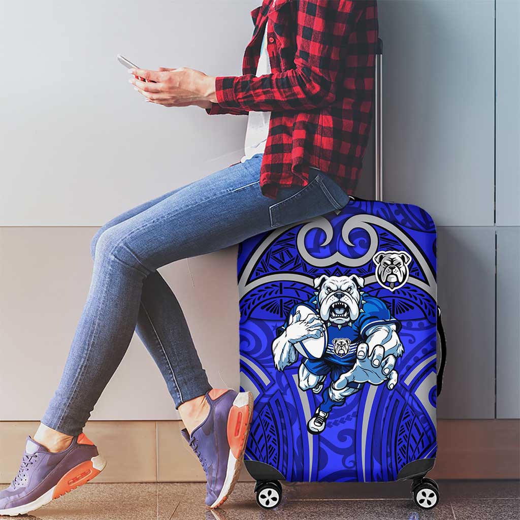 Canterbury Bankstown Bulldogs Rugby Luggage Cover Polynesian Tribal Bulldog Warrior Blue Pattern