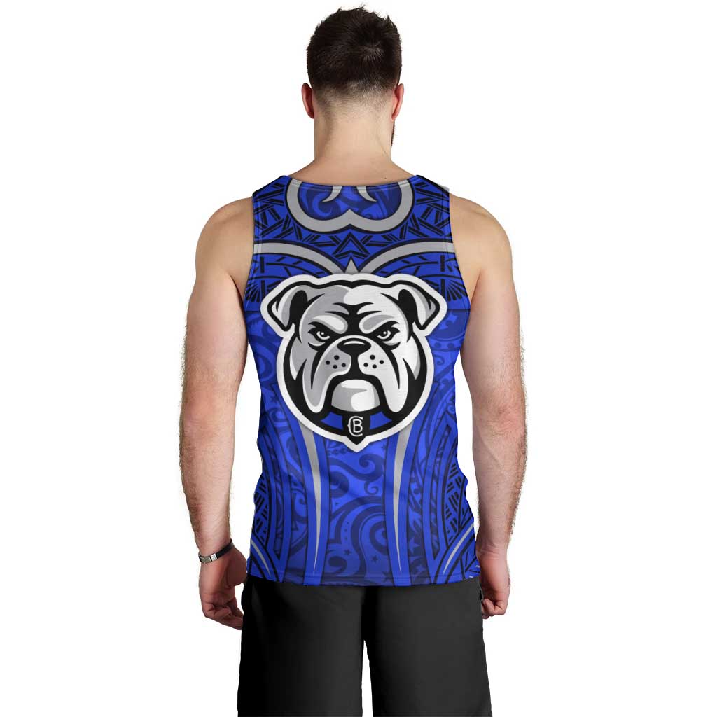 Canterbury Bankstown Bulldogs Rugby Men Tank Top Polynesian Tribal Bulldog Warrior Blue Pattern