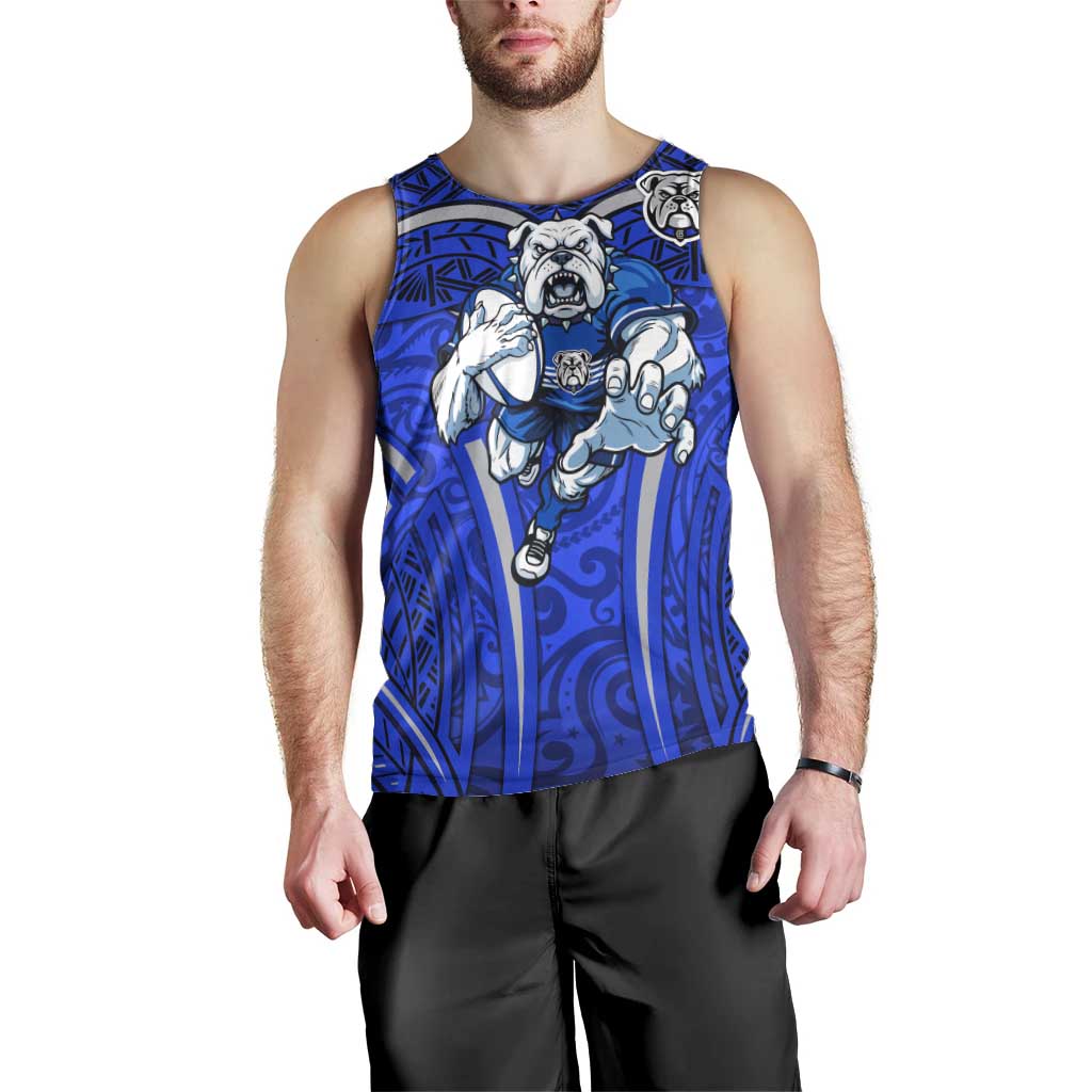 Canterbury Bankstown Bulldogs Rugby Men Tank Top Polynesian Tribal Bulldog Warrior Blue Pattern