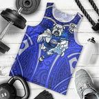 Canterbury Bankstown Bulldogs Rugby Men Tank Top Polynesian Tribal Bulldog Warrior Blue Pattern