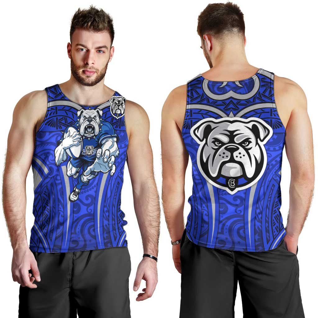 Canterbury Bankstown Bulldogs Rugby Men Tank Top Polynesian Tribal Bulldog Warrior Blue Pattern