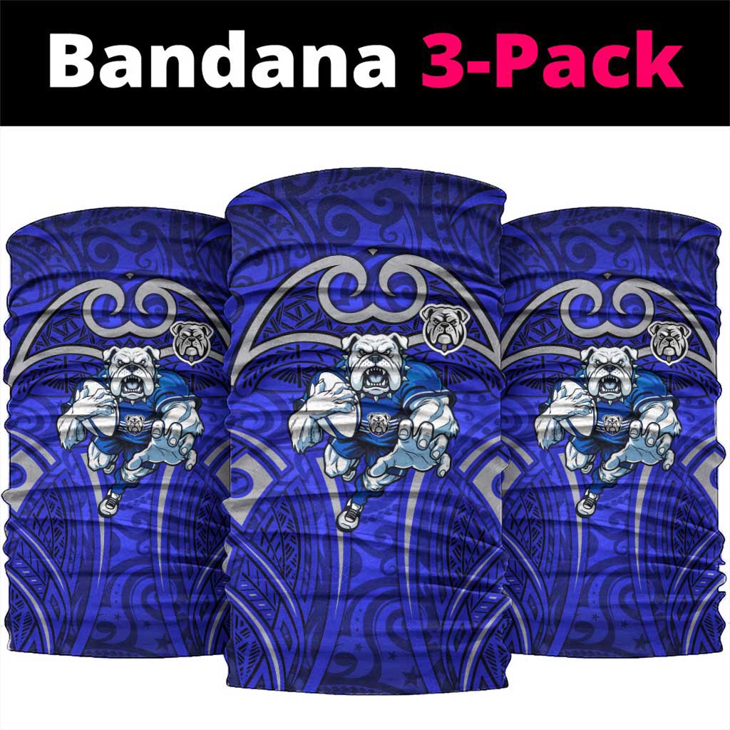 Canterbury Bankstown Bulldogs Rugby Neck Gaiter Polynesian Tribal Bulldog Warrior Blue Pattern
