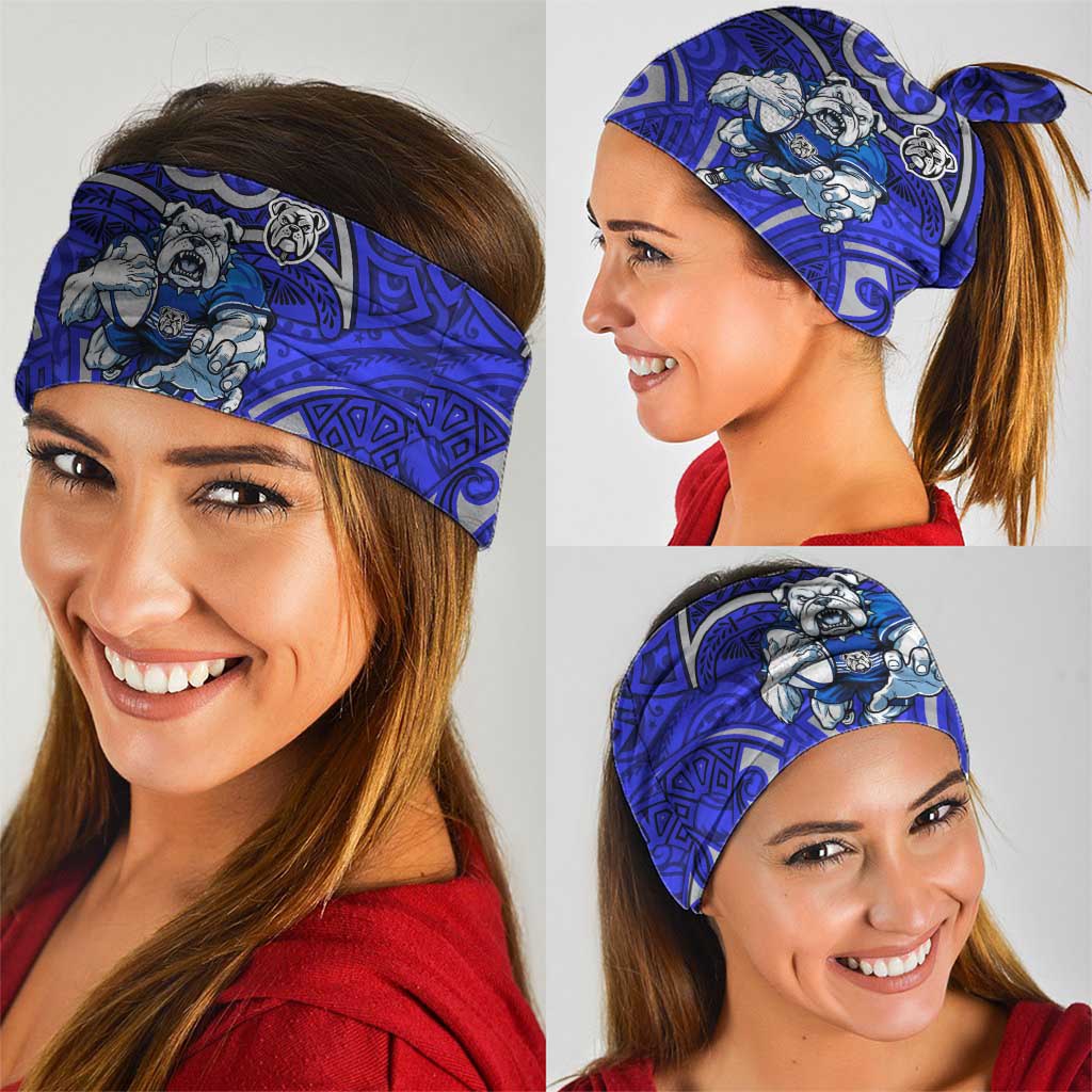 Canterbury Bankstown Bulldogs Rugby Neck Gaiter Polynesian Tribal Bulldog Warrior Blue Pattern