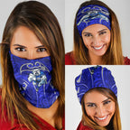 Canterbury Bankstown Bulldogs Rugby Neck Gaiter Polynesian Tribal Bulldog Warrior Blue Pattern